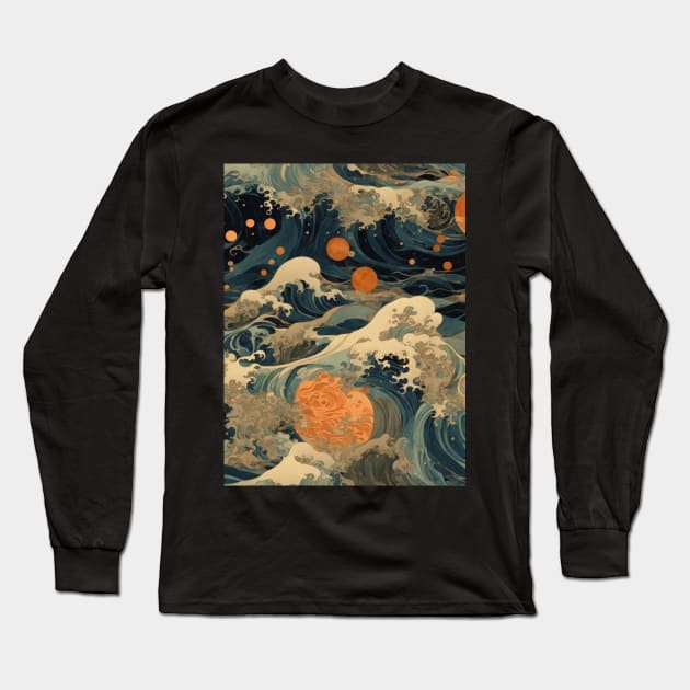 Waves mirror moon Long Sleeve T-Shirt by Mysooni